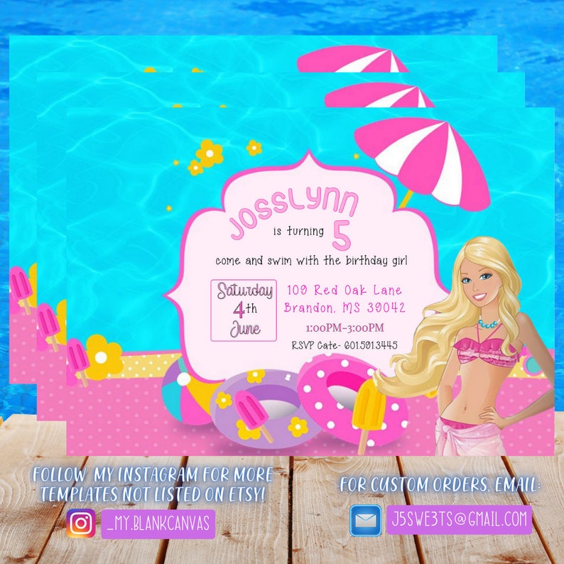 Editable Custom Birthday Invitation Digital File Only Etsy