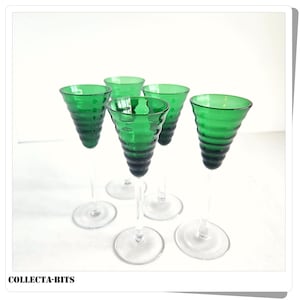 Emerald Green Sherry or Shot Glasses, Set of 5