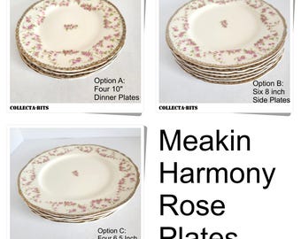 Alfred Meakin Harmony Shape Rose Bower Plates, Dinner, Side, Bread, Dessert