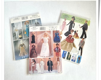 Vogue Craft Sewing Patterns, New in Package, Doll Clothes Collection, 3 Packs