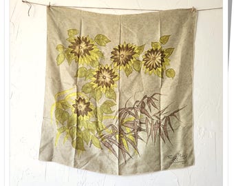 Maggy Rouff Paris Scarf, Green Blown Floral Design
