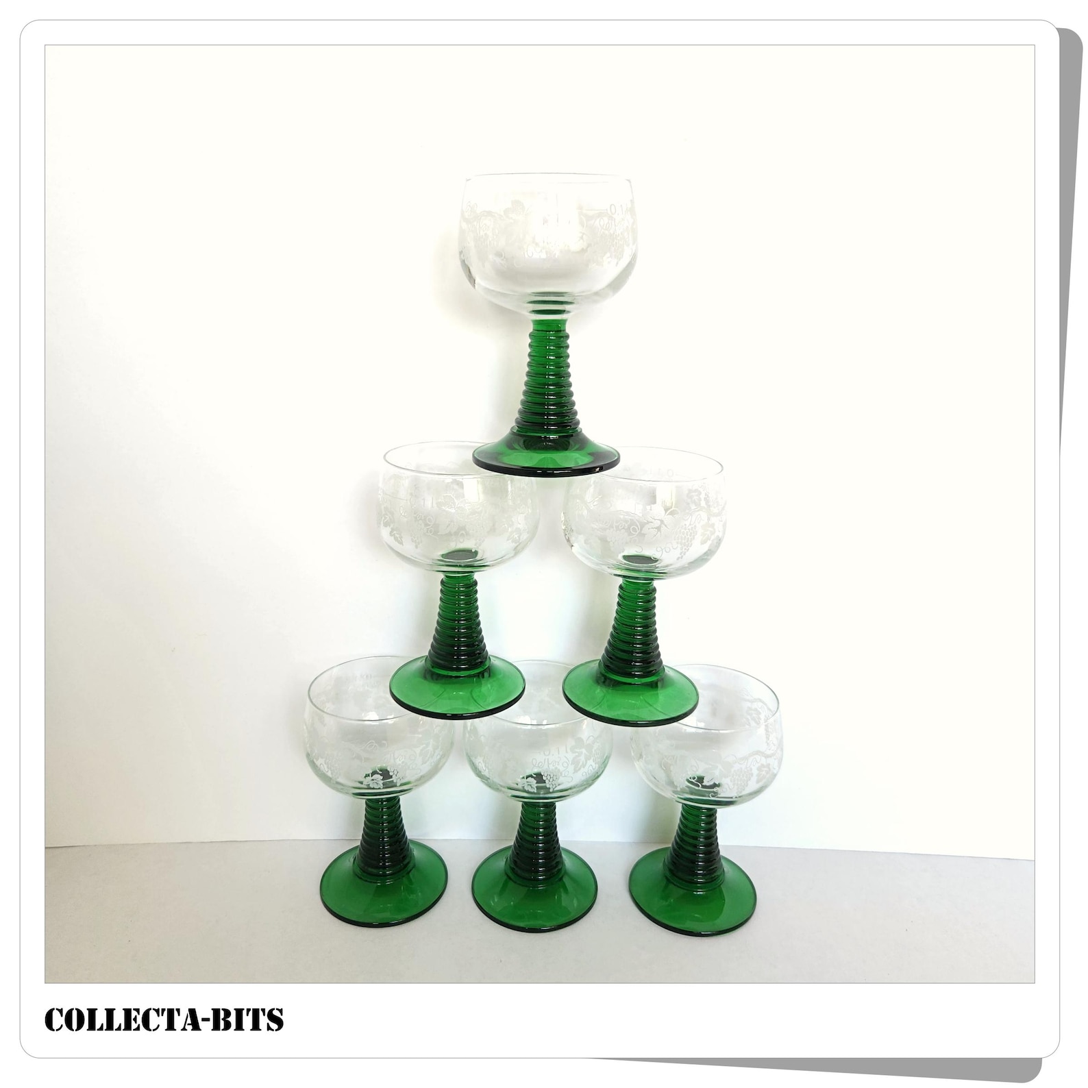Set of 6 Roemer Green Beehive Glasses, Grape Design