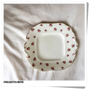 Square Anysley Plate, Dessert or Sandwich Plate, Roses