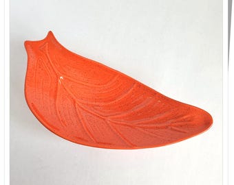 Hyalyn Pottery #669 Large Orange Leaf Bowl