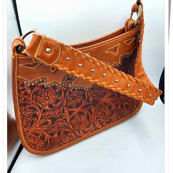 Trinity Ranch Tooled Leather Vintage Purse Montana