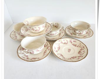 Alfred Meakin Harmony Shape Rose Bower Teacups and Saucers