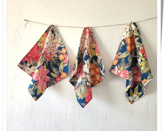 Retro Floral Cushion or Pillow Covers, Hand Made, Linen, Never Used, Set of 3