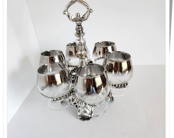 Lovesky Ombre Cordial Glasses and Caddy Set, 1970, Fancy!