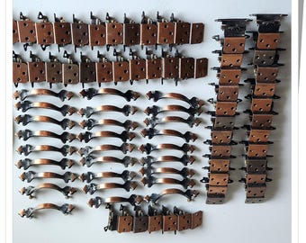 Huge Lot Copper Handles, Hinges, Screws, Vintage Hardware