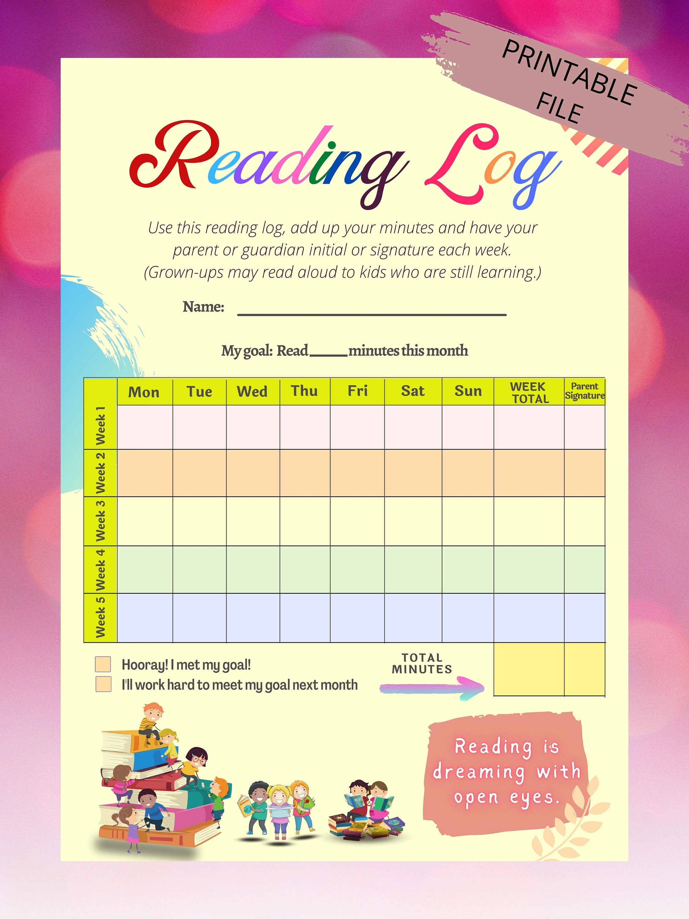 Kids reading log printable printable reading log for kids reading log