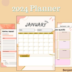 2024 Planner Template for Canva, 2024 Calendar Template, Productivity ...