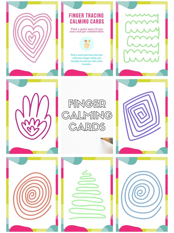 Finger Tracing Calming Cards Printable Mindfulness Flash Etsy Hong Kong