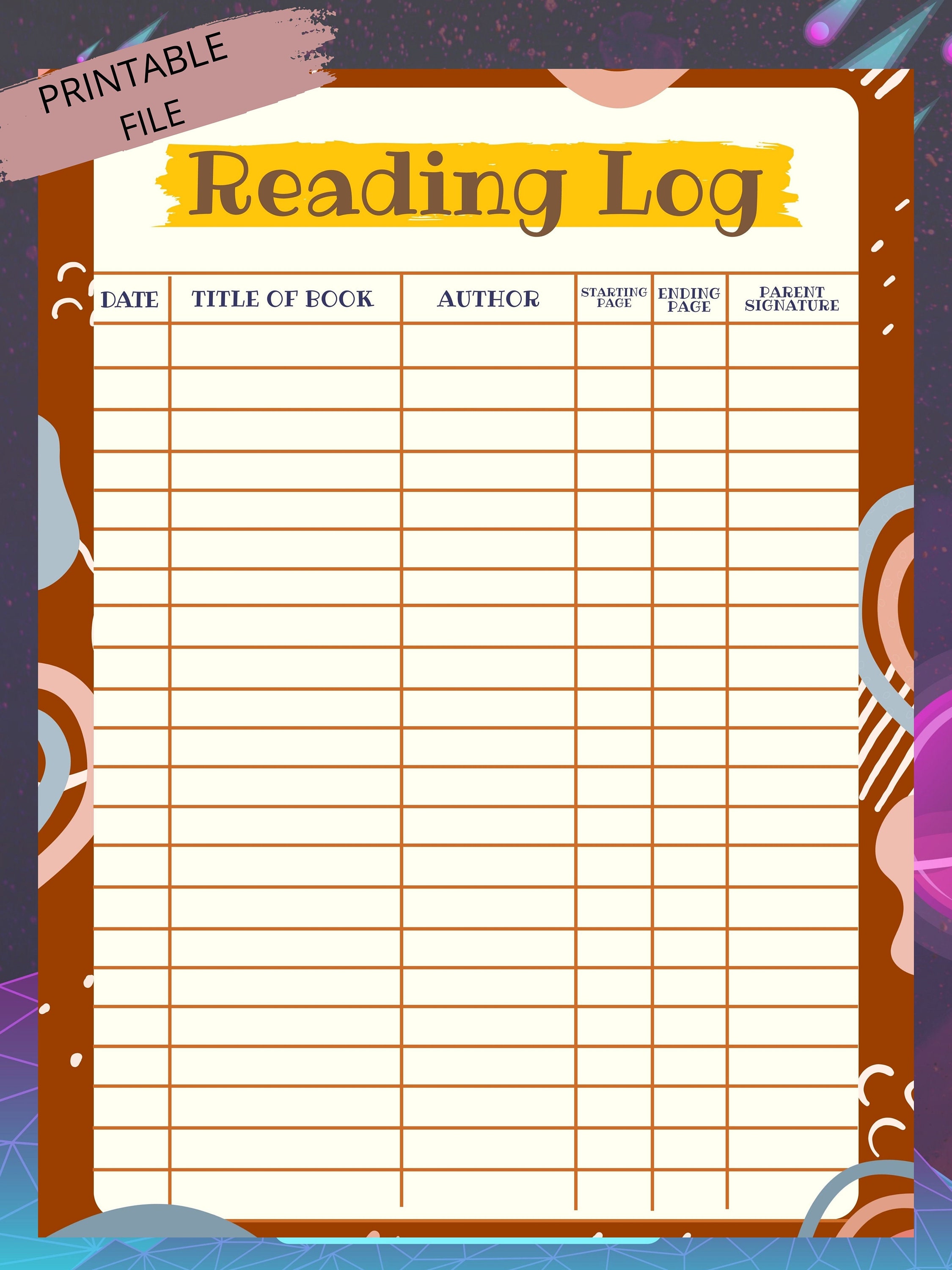 Kids Reading Log Printable, Printable Reading Log for Kids, Reading Log ...