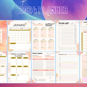 2024 Planner Template for Canva, 2024 Calendar Template, Productivity ...