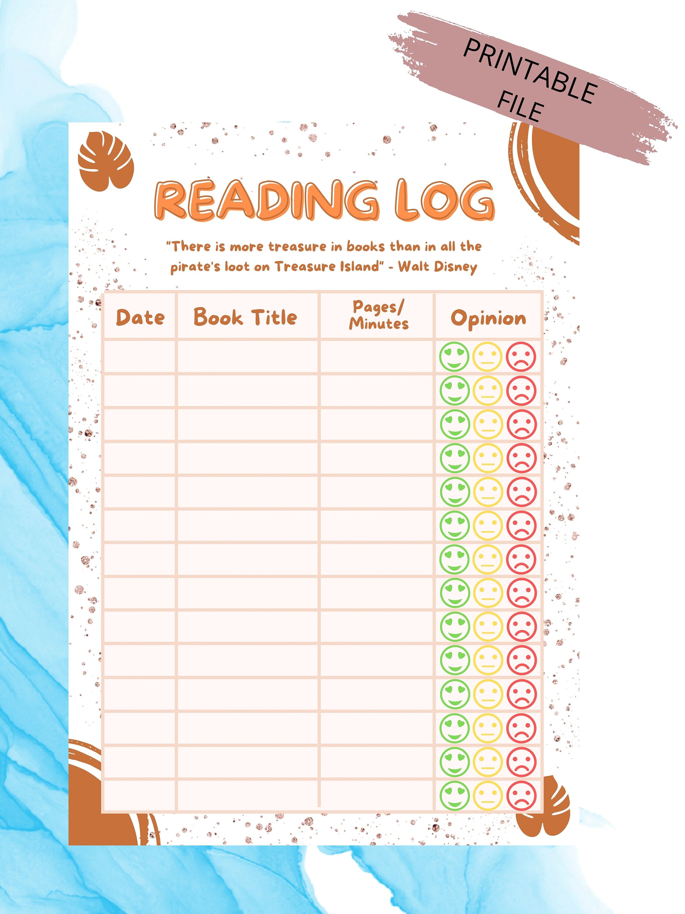 Kids Reading Log Printable, Printable Reading Log for Kids, Reading Log