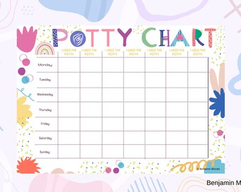 Potty Training Chart for Toddlers, Preschoolers and Kids Toilet Training Sticker Chart Printable ...