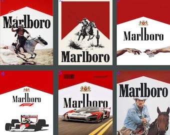 Vintage Marlboro cigarettes - Western cigarettes poster - Vintage Aesthetic - Movie Lover Gift