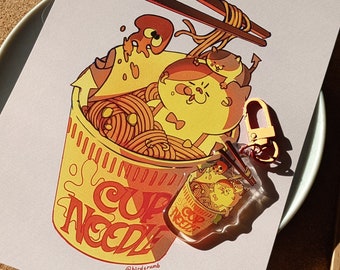 Splatoon Judd and lil Judd instant noodle ramen food [4x6 Art Print]