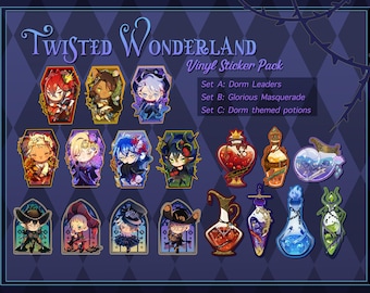 Twisted Wonderland TWST Riddle Leona Azul Kalim Vil Idia Malleus Dorm leaders Dorm Themed Potion Holographic Masquerade [Vinyl Sticker]