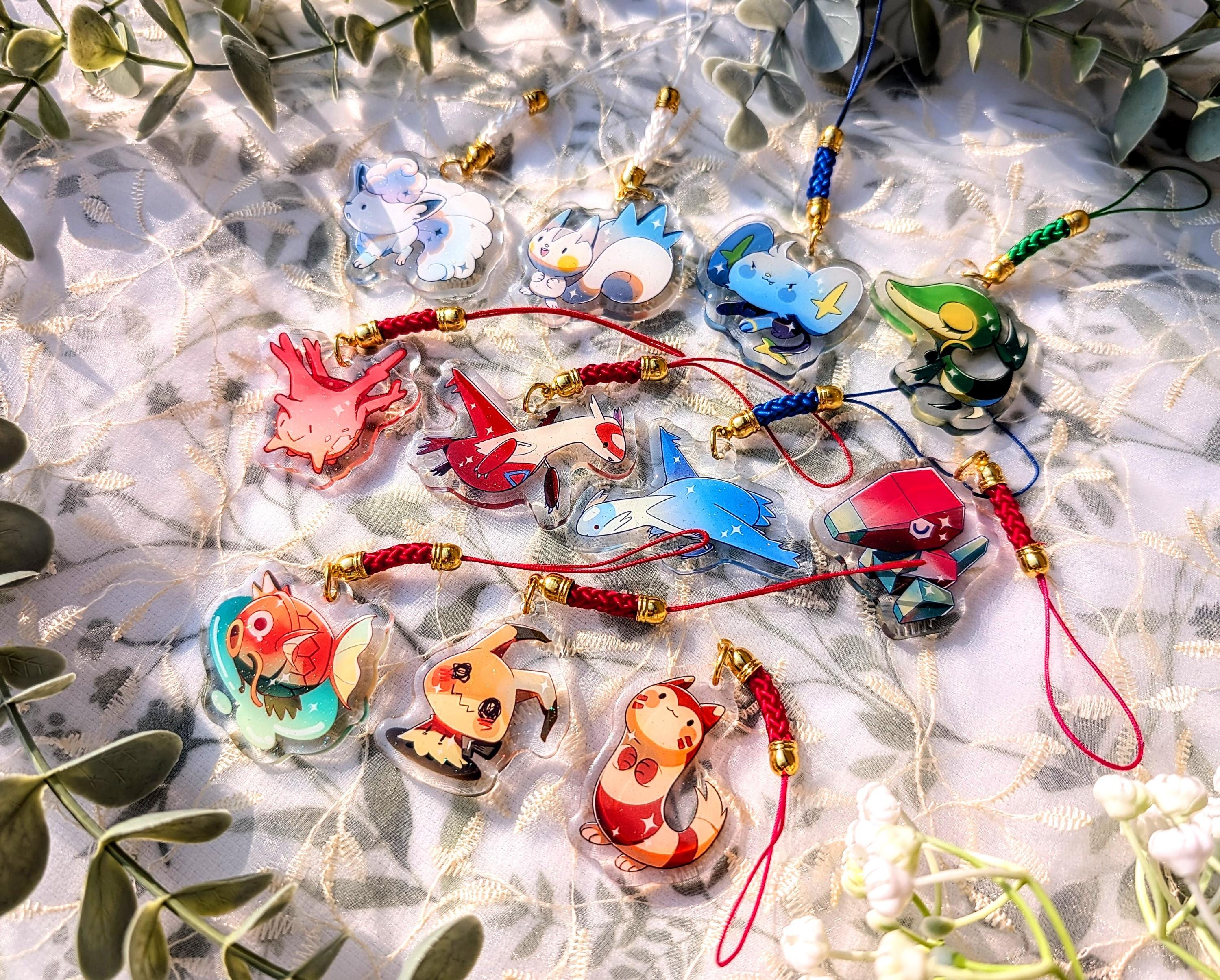 PKMN Porygon Latios Latias Vulpix Porygon Shinx Furret Snivy Pachirisu  Mimikyu Magikarp 1.4in [Phone Charm]