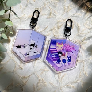 OMORI game white space head space diorama [Acrylic Keychain / Charm]