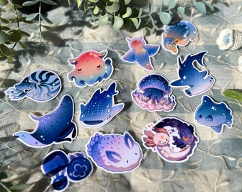 Ocean Animals Whale Shark Sea Angel Mola Mola Sunfish / Cute Animal Sticker/ [Vinyl Sticker]
