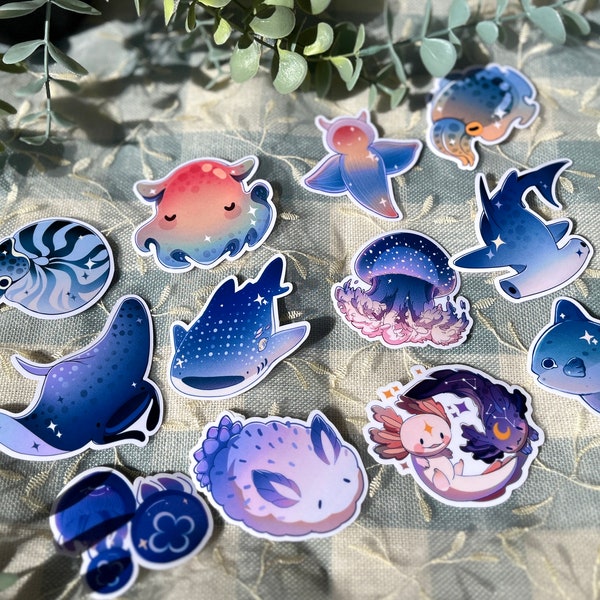 Ocean Animals Whale Shark Sea Angel Mola Mola Sunfish / Cute Animal Sticker/ Vinyl Sticker