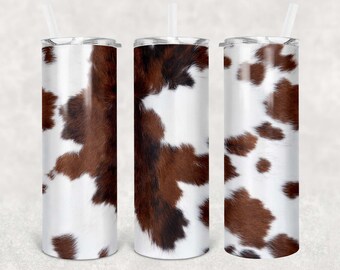 Cowhide Tumbler, Animal Print Tumbler, Country Rustic Tumbler, Western Farm Animal Tumbler, Cowboy Cowgirl Tumbler, Wild West Tumbler