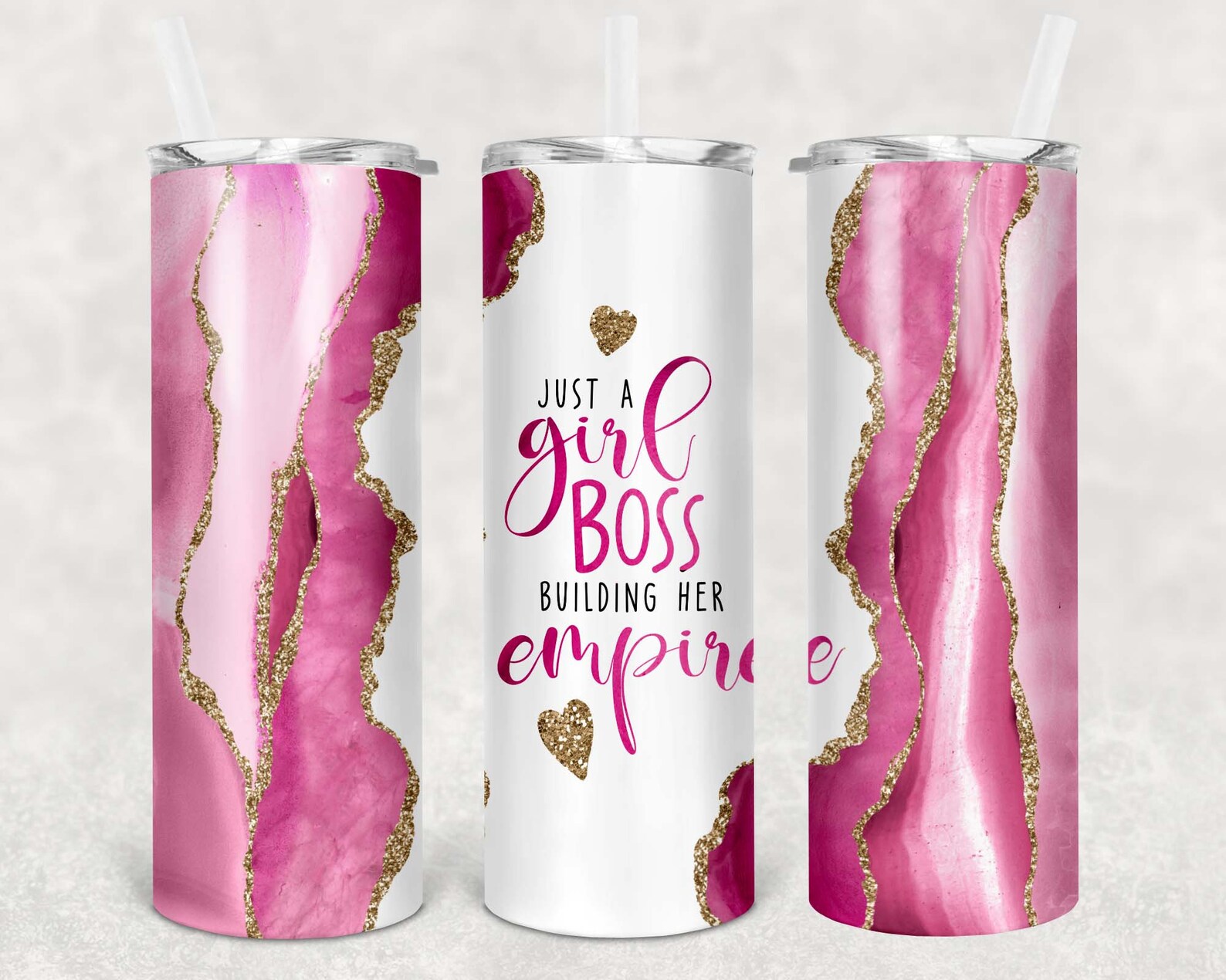 Girl Boss Pink Tumbler/ Glitter Tumbler/ Girl Power/ Womens Tumbler