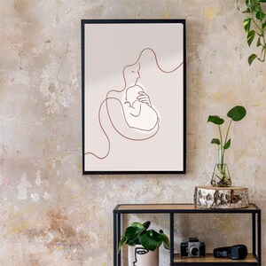 Arte de parede minimalista presente para o dia das mães pôster para chá de bebê para impressão pôster para decoração de berçário de mãe de primeira viagem