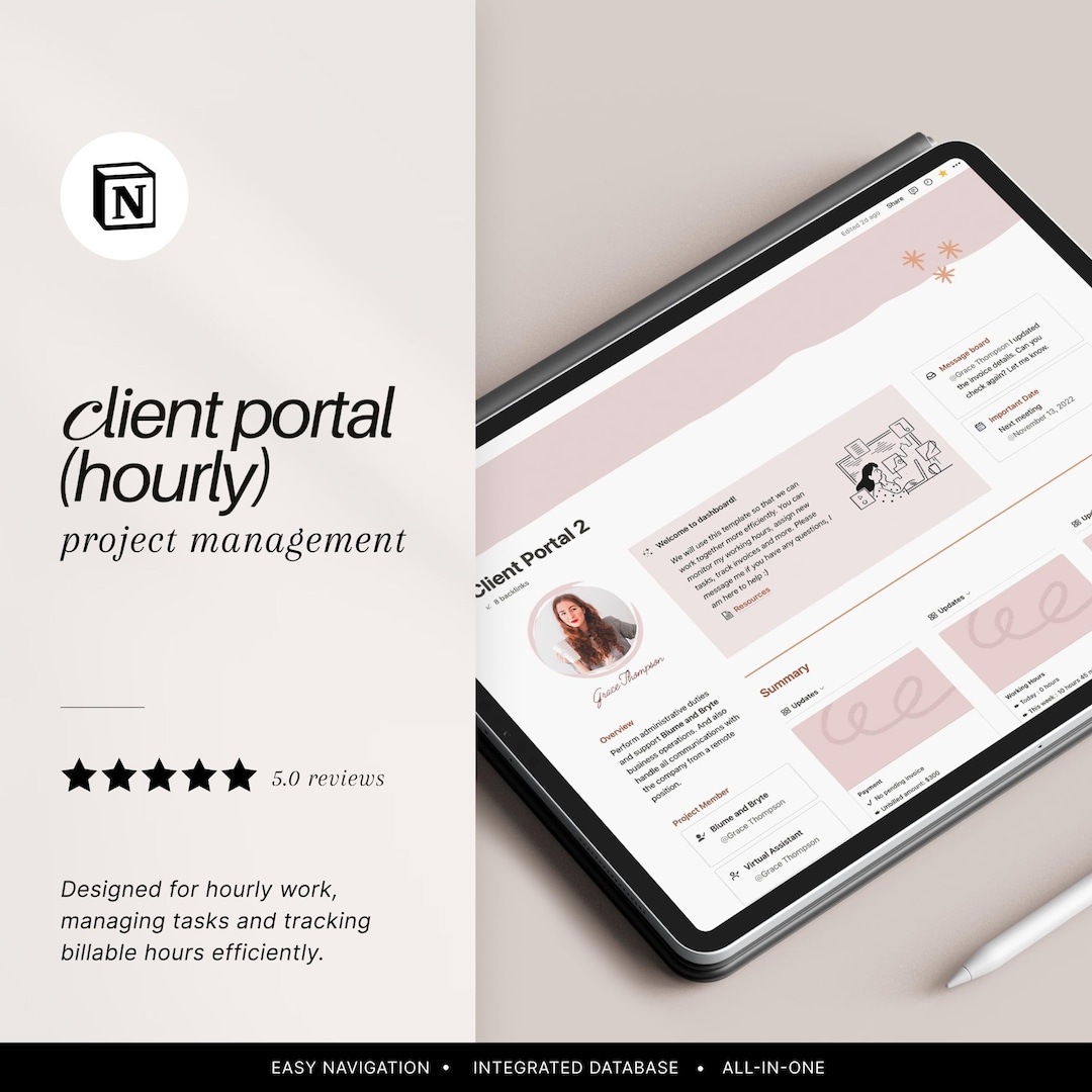 Notion Client Portal Template: Time Tracker for Freelancers (digital ...