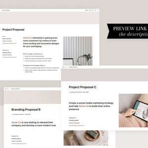 May include: Project proposal for a branding and social media marketing strategy for Acme Co. The proposal includes a rebranding strategy to create a more modern look for the company and a social media marketing strategy to help build their online presence.