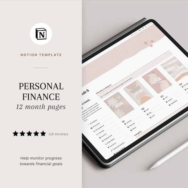 Notion Template Financial Planner | Monthly Budget Tracker | Personal Finance Dashboard