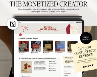 Notion Social Media Content and Business Planner: sjabloon voor het genereren van inkomsten voor contentmakers 2026/2027
