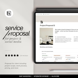 Propuesta de proyecto de plantilla de Notion / Propuesta de redes sociales / Propuesta de proyecto de cliente / Guía de servicios y precios