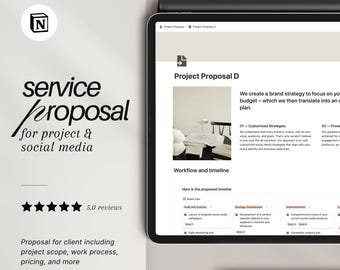 Notion Project Proposal Template: Social Media, Client Service (Digital Download)