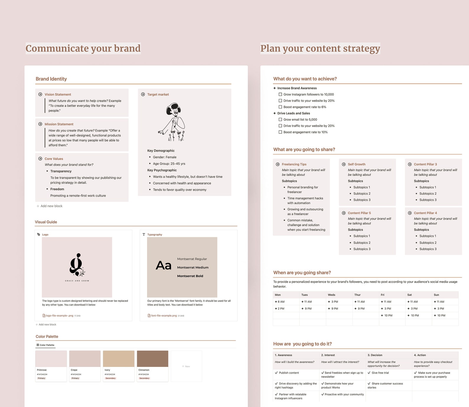 Notion Template Instagram Content Planner Notion Social Media Etsy