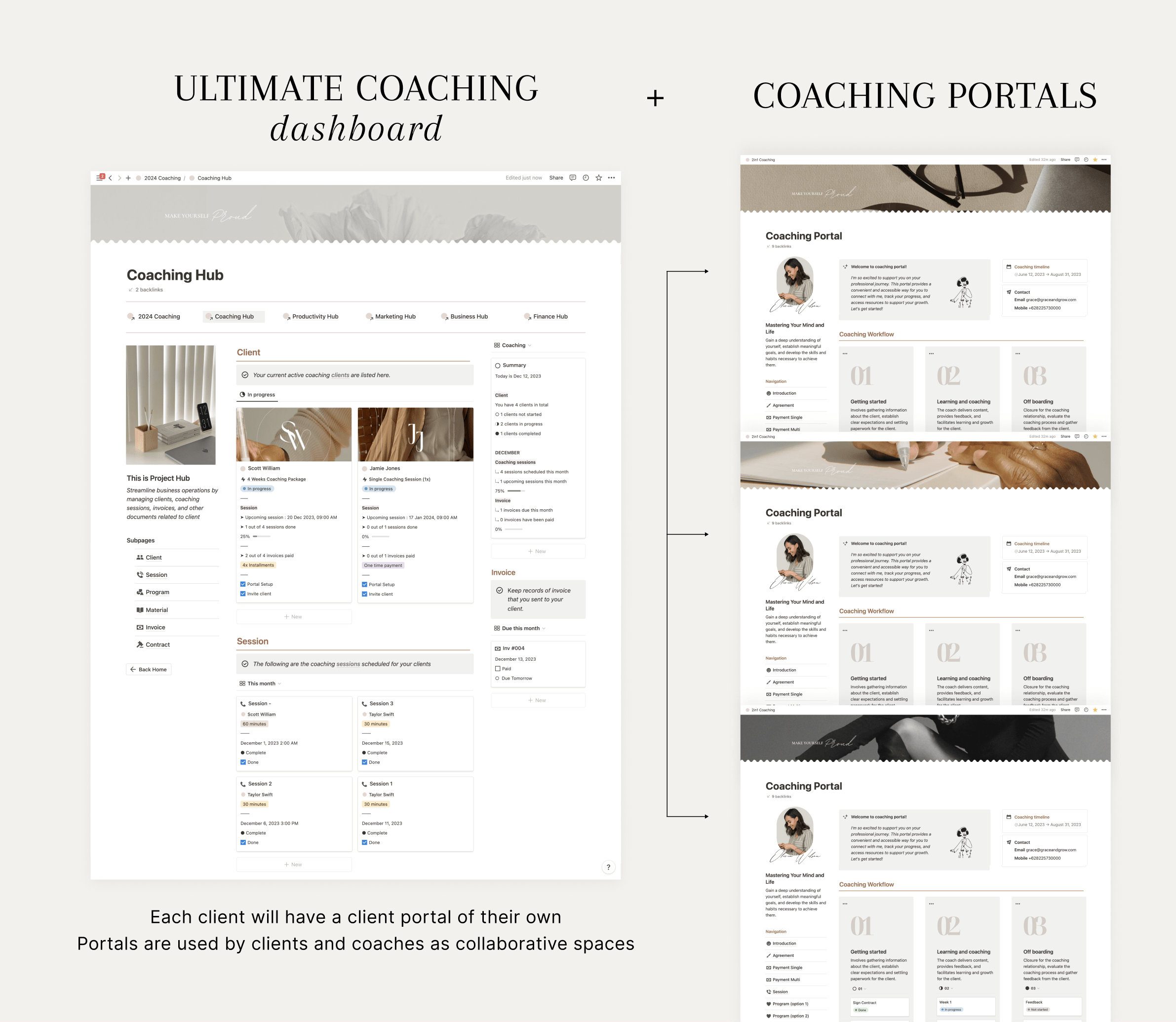 Notion Coaching Business Planner: Client Portal & Dashboard Template - Etsy