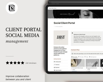 Modèle Notion Portail client pour Social Media Manager, Modèle d'intégration du client, Gestion des médias sociaux