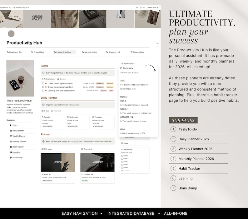 Notion Freelancer Template: CRM, Client Tracker, Business Planner, Project Management image 4