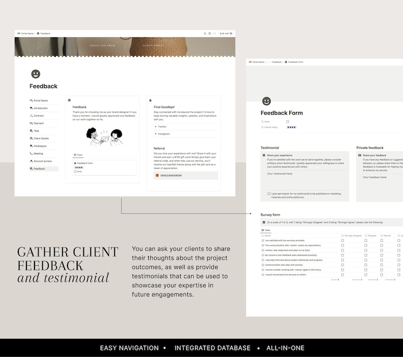 Pode incluir: Uma captura de tela de um site mostrando um formul&aacute;rio de feedback com um &iacute;cone de rosto sorridente. O formul&aacute;rio inclui se&ccedil;&otilde;es para depoimentos, feedback privado e uma pesquisa. O texto na p&aacute;gina diz "Reunir feedback de clientes e depoimentos".