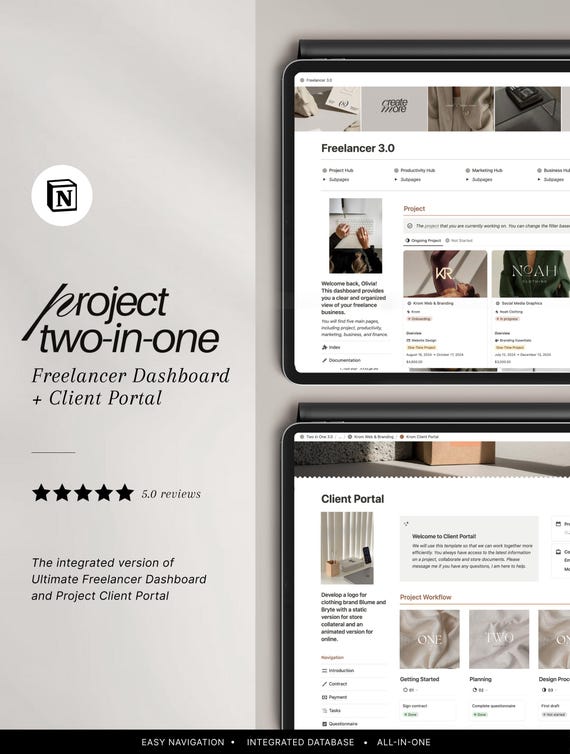 Notion Business Planner Template: Freelancer & Client Portal (Project Management)