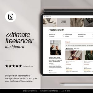 Notion Template for Freelancer | Notion CRM Client Tracker & Business Planner | Project Management Dashboard for Service-Based Businesses