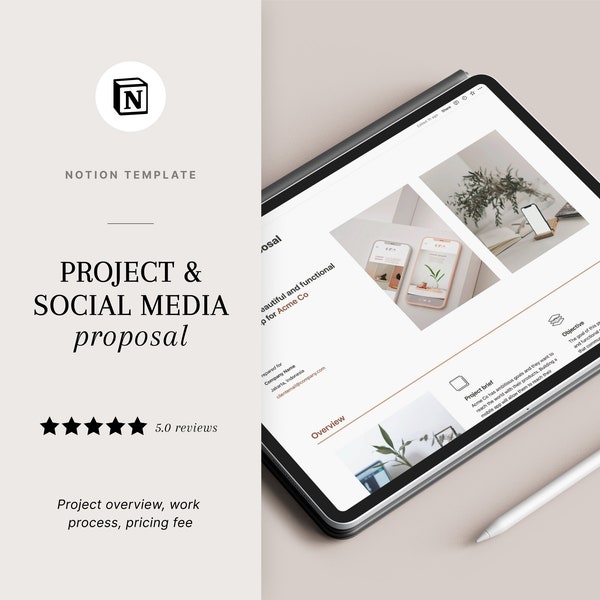 Notion Template Project Proposal | Social Media Proposal | Client Project Proposal | Service and Pricing Guide