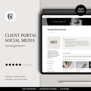 Notion Template Client Portal for Social Media Manager, Client Onboarding Template, Social Media Management