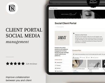 Notion Template Client Portal for Social Media Manager, Client Onboarding Template, Social Media Management