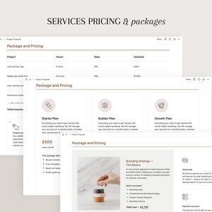 May include: A pricing table for social media marketing services. Three packages are offered: Starter, Builder, and Growth. Each package includes a description of the services offered and a monthly price. The Starter package costs $500 per month. The Builder package costs $1,000 per month. The Growth package costs $2,750 per month.