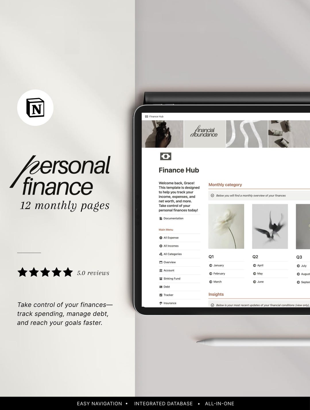 Notion Financial Planner Template: Monthly Budget Tracker (digital ...