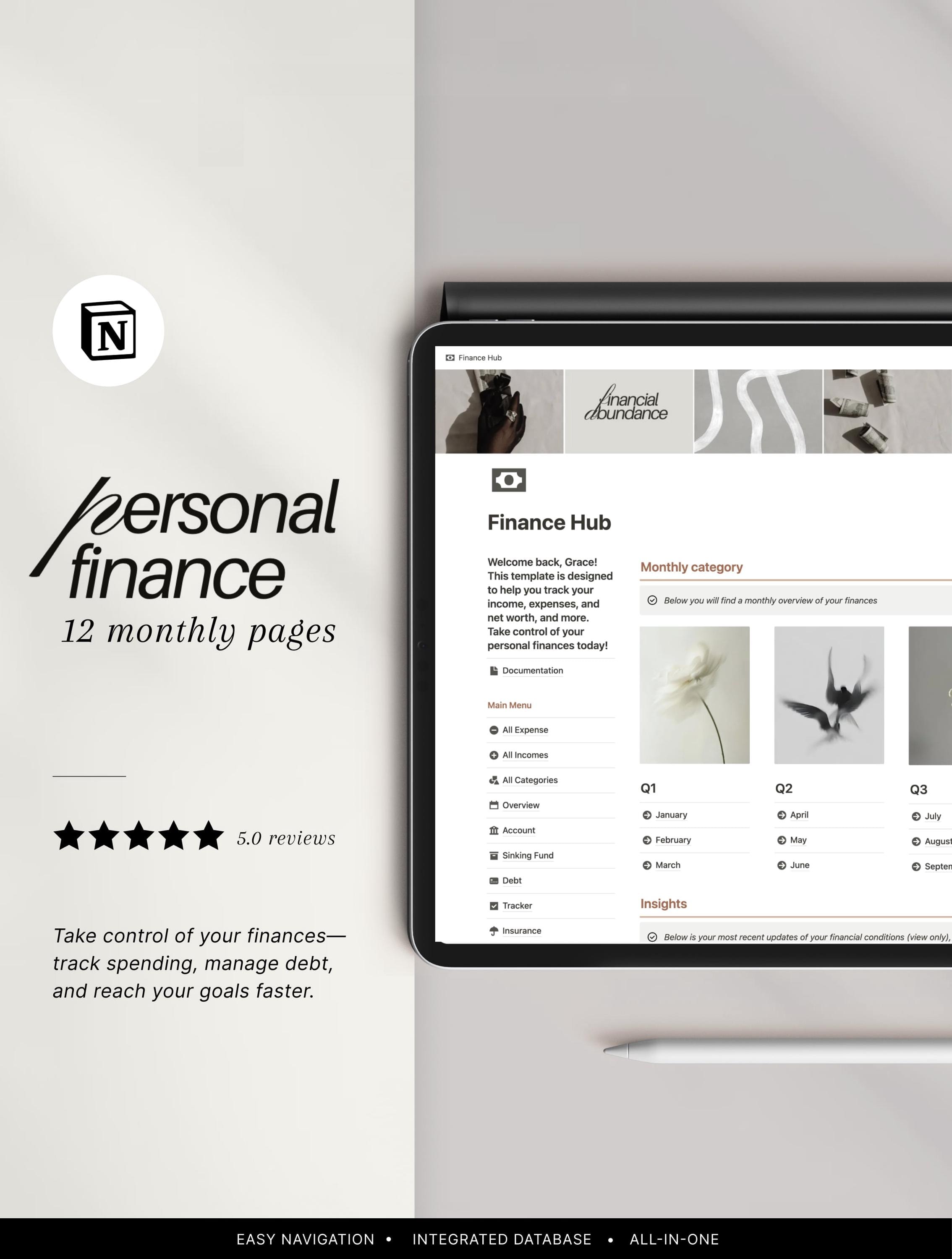 Notion Financial Planner Template: Monthly Budget Tracker (digital ...