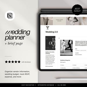 Wedding Planner Notion Template,  Aesthetic Digital Wedding Planner, Notion Wedding Organizer,  Wedding Budget Template, Wedding To-Do List